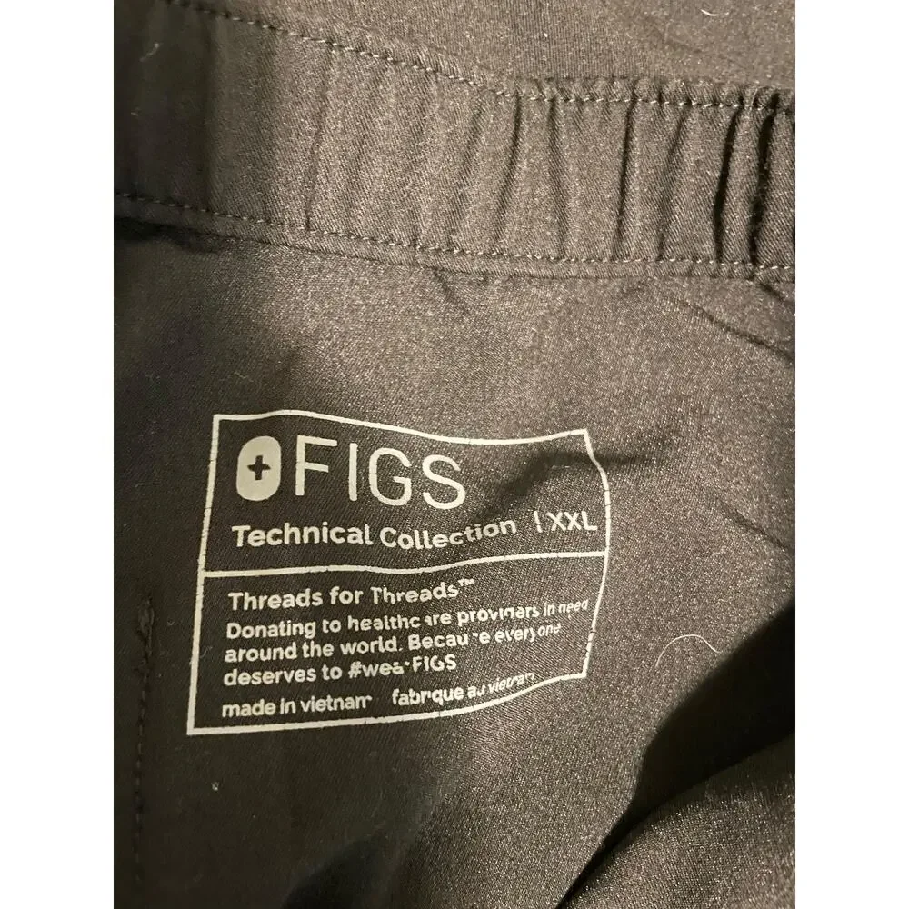 FIGS Mens Cairo Cargo Scrub Pants Size XXL Black Multi-Pockets Straight Leg